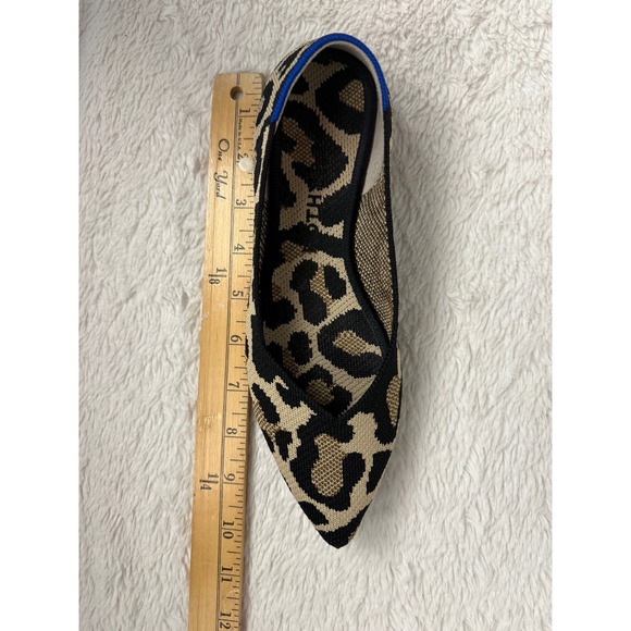 Rothys The Point Leopard Print Knit Pointed Toe Flats Brown Black Tan Womens 7.5 - Picture 6 of 10